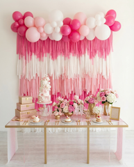 "Last Rodeo" Disco Cowgirl Fringe Backdrop - Pink, Cow Print & Silver Bachelorette Decor