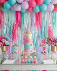 "Shell-ebrate" Mermaid Baby Shower Backdrop - Iridescent Under the Sea Decor
