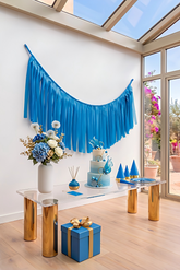 Elegant Blue Single-Layer Fringe Garland Banner