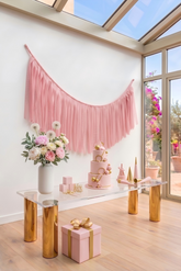 Elegant Baby Pink Single-Layer Fringe Garland Banner