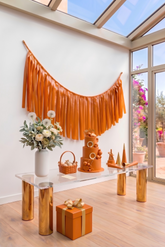 Elegant Burnt Orange Single-Layer Fringe Garland Banner