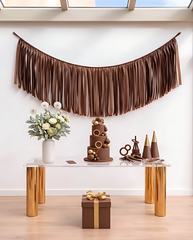 Elegant Chocolate Single-Layer Fringe Garland Banner