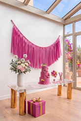 Elegant Fuchsia Single-Layer Fringe Garland Banner