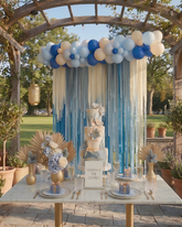 "Something Blue" Coastal Wedding Backdrop - Royal Blue & Sand Beach Decor