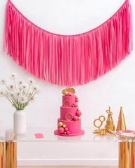Elegant Hot Pink Single-Layer Fringe Garland Banner
