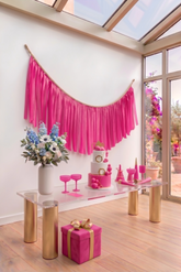 Elegant Hot Pink Single-Layer Fringe Garland Banner
