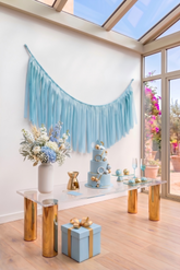 Elegant Icy Blue Single-Layer Fringe Garland Banner