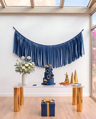 Elegant Navy Blue Single-Layer Fringe Garland Banner