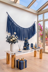 Elegant Navy Blue Single-Layer Fringe Garland Banner