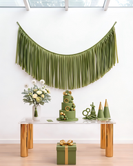Elegant Olive Single-Layer Fringe Garland Banner