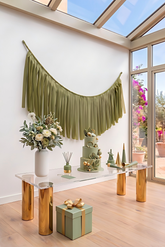 Elegant Olive Single-Layer Fringe Garland Banner
