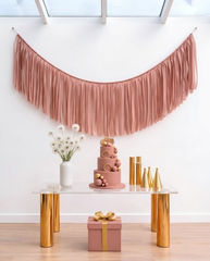Elegant Rose Brown Single-Layer Fringe Garland Banner