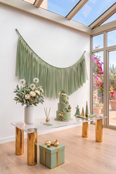 Elegant Sage Single-Layer Fringe Garland Banner