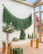Elegant Dark Green Single-Layer Fringe Garland Banner