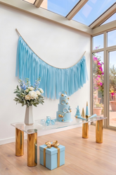 Elegant Light Blue Single-Layer Fringe Garland Banner