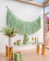 Elegant Tender Green Single-Layer Fringe Garland Banner