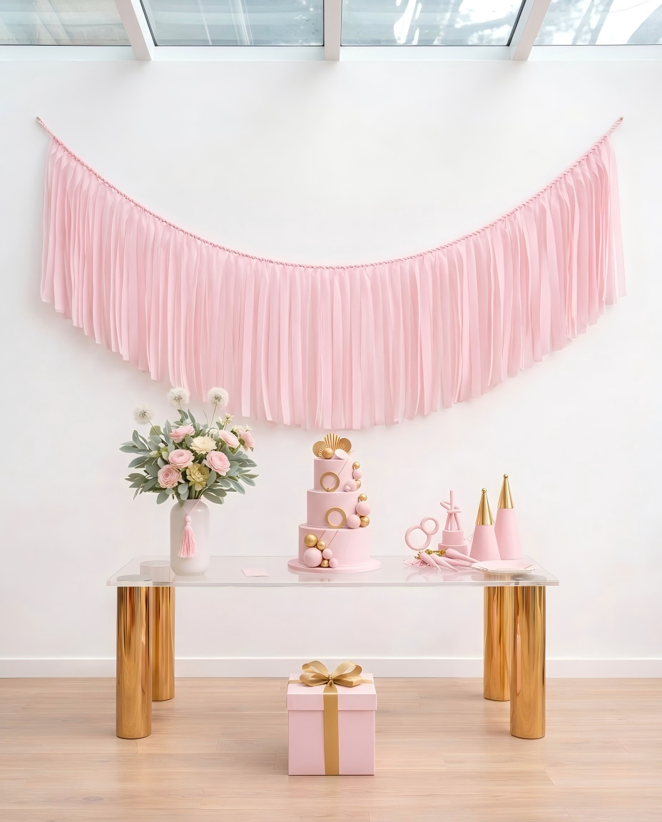 Elegant Angel Pink Single-Layer Fringe Garland Banner