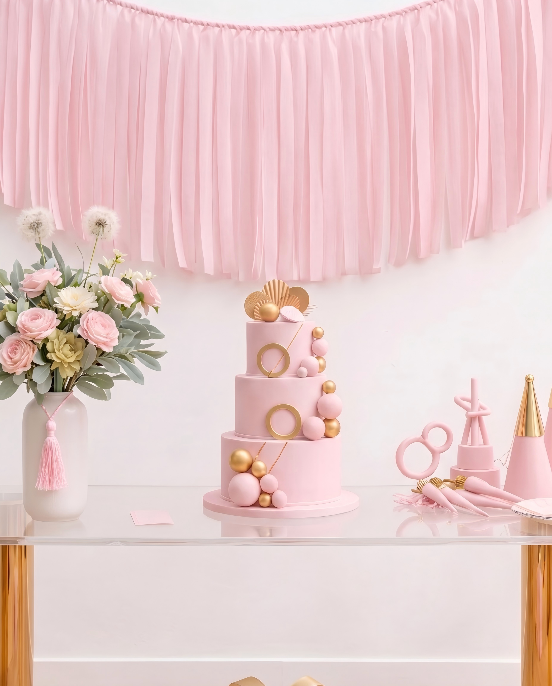 Elegant Angel Pink Single-Layer Fringe Garland Banner