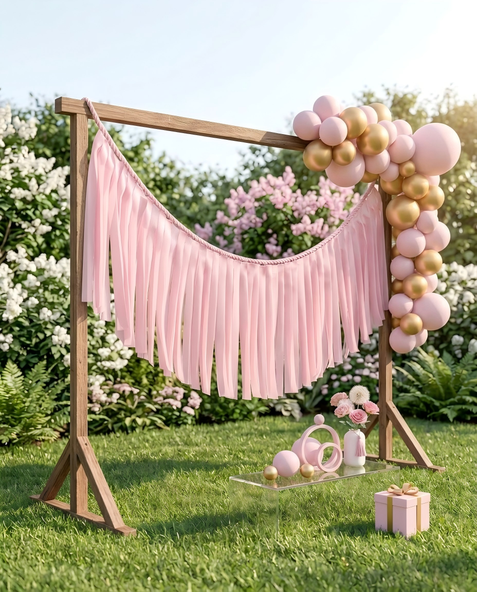 Elegant Angel Pink Single-Layer Fringe Garland Banner