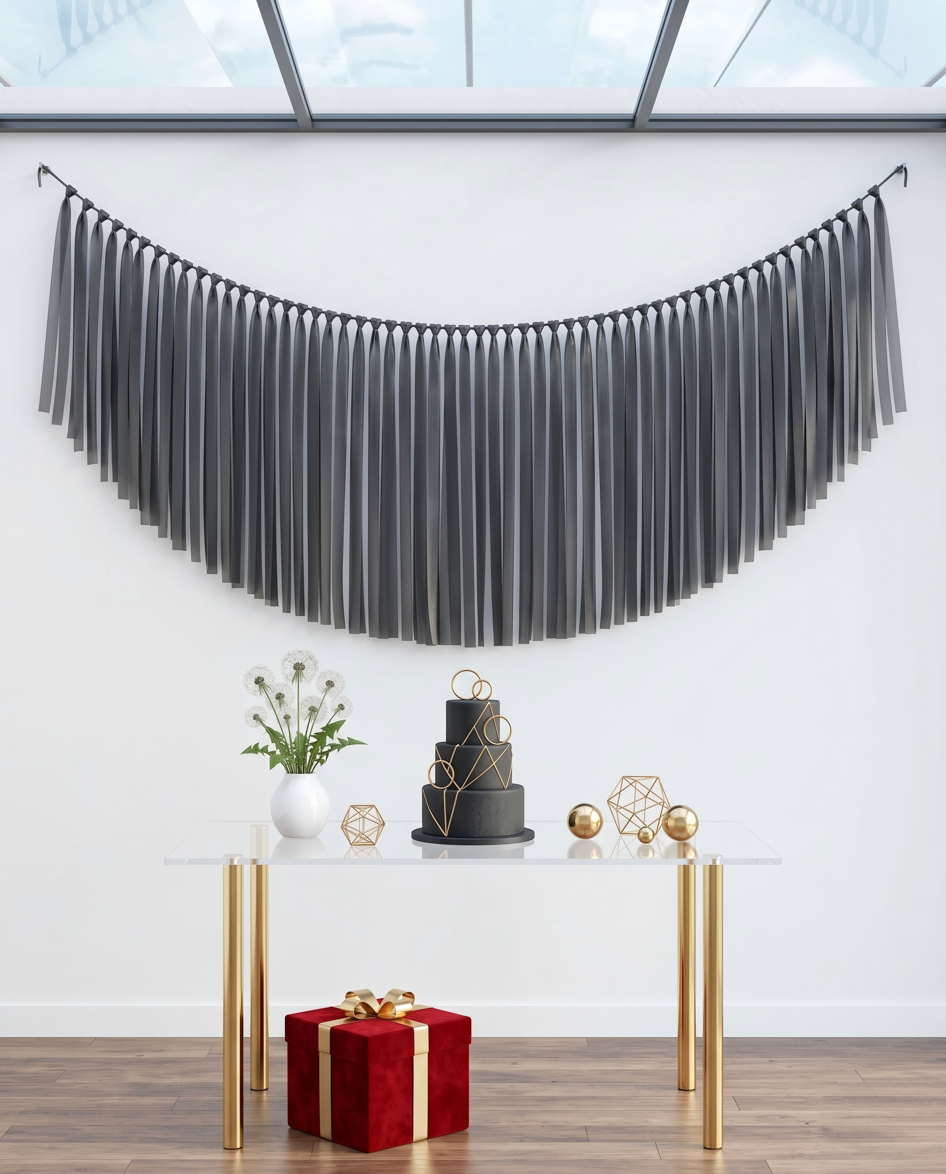Elegant Black Single-Layer Fringe Garland Banner