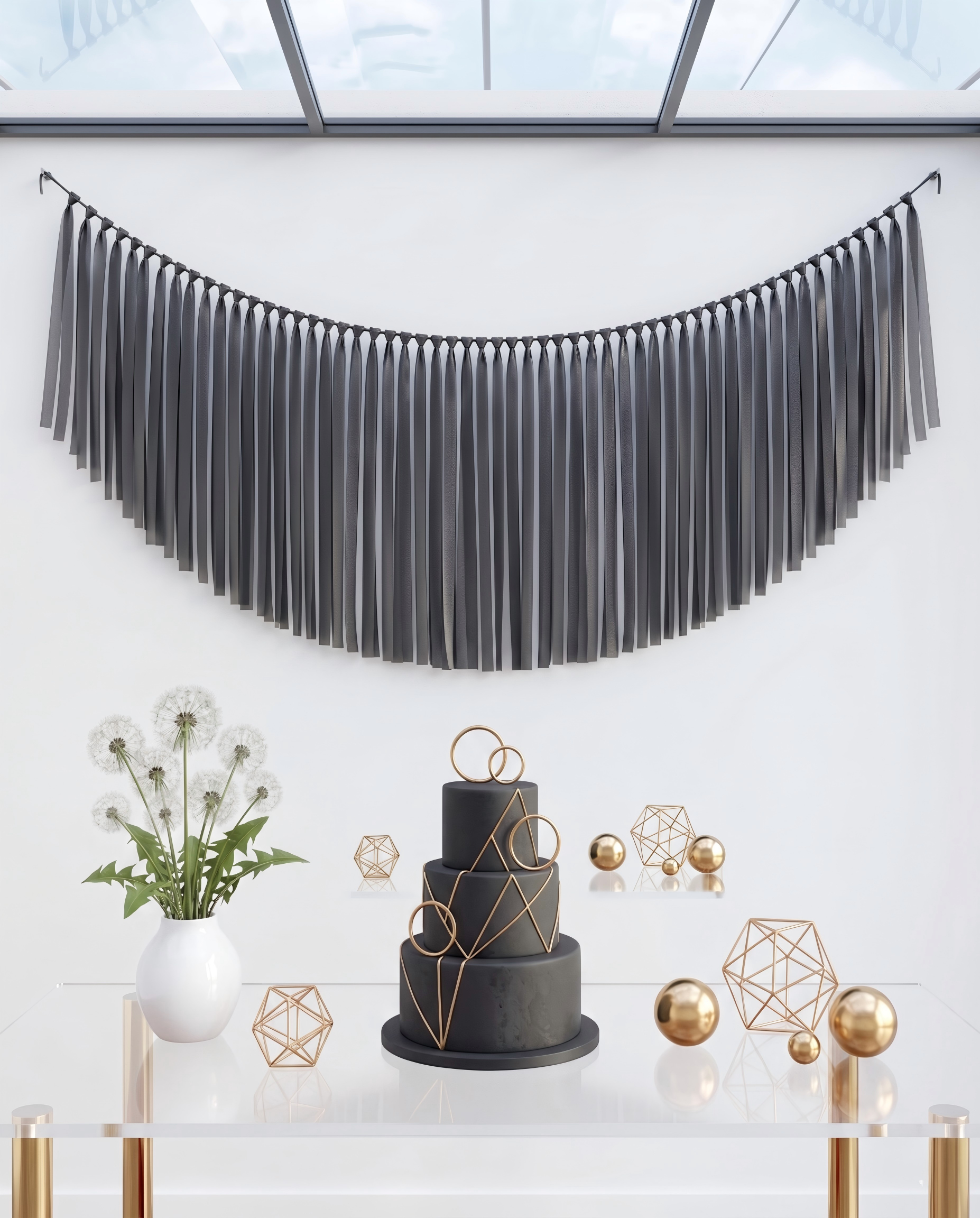 Elegant Black Single-Layer Fringe Garland Banner