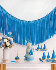 Elegant Blue Single-Layer Fringe Garland Banner