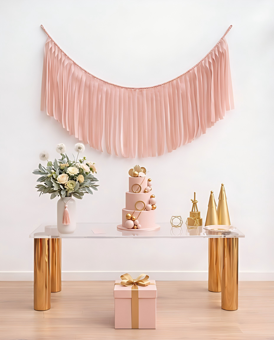 Elegant Blush Single-Layer Fringe Garland Banner