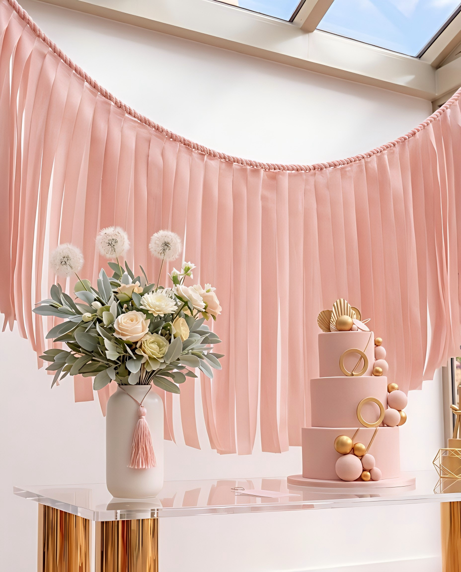 Elegant Blush Single-Layer Fringe Garland Banner