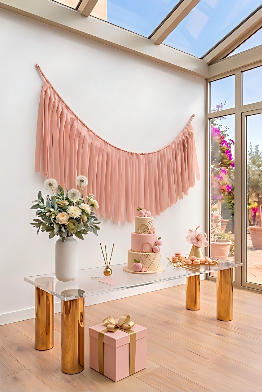 Elegant Blush Single-Layer Fringe Garland Banner