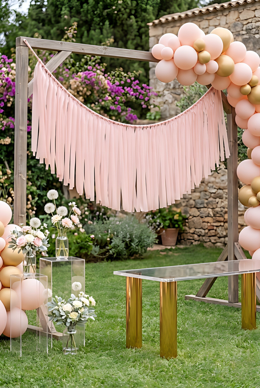 Elegant Blush Single-Layer Fringe Garland Banner