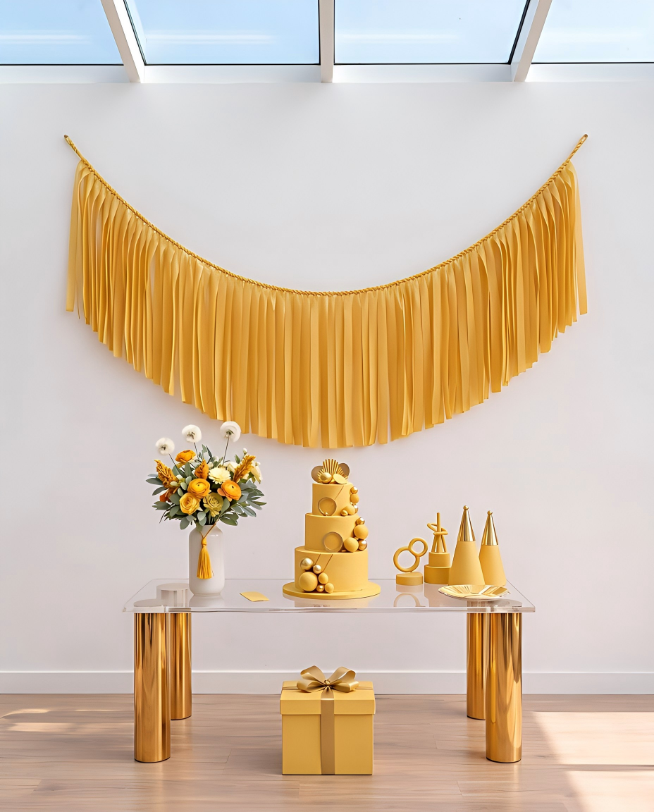 Elegant Buttercup Single-Layer Fringe Garland Banner