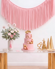 Elegant Baby Pink Single-Layer Fringe Garland Banner