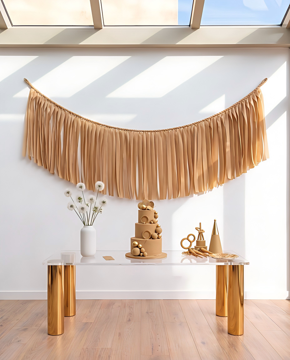 Elegant Camel Single-Layer Fringe Garland Banner