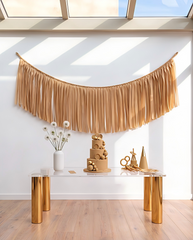 Elegant Camel Single-Layer Fringe Garland Banner