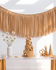 Elegant Camel Single-Layer Fringe Garland Banner