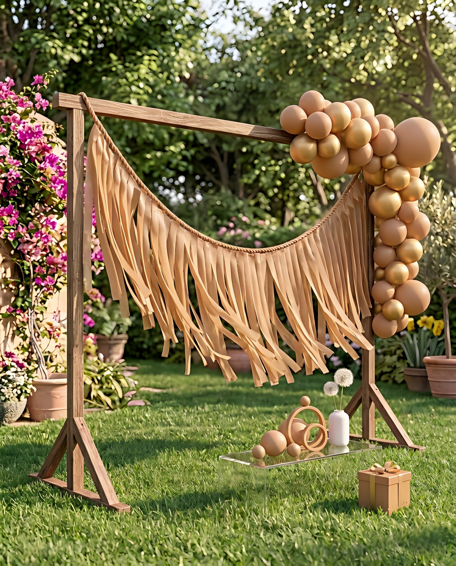 Elegant Camel Single-Layer Fringe Garland Banner