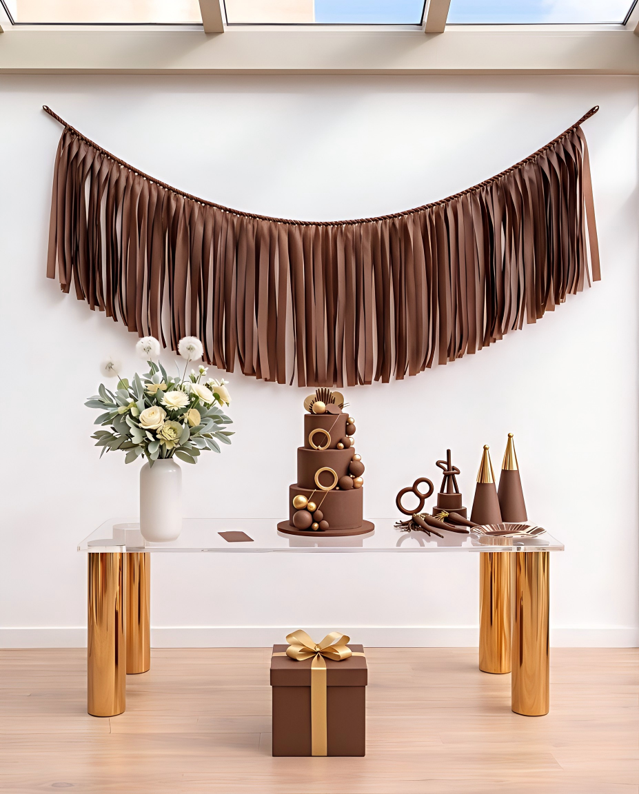 Elegant Chocolate Single-Layer Fringe Garland Banner