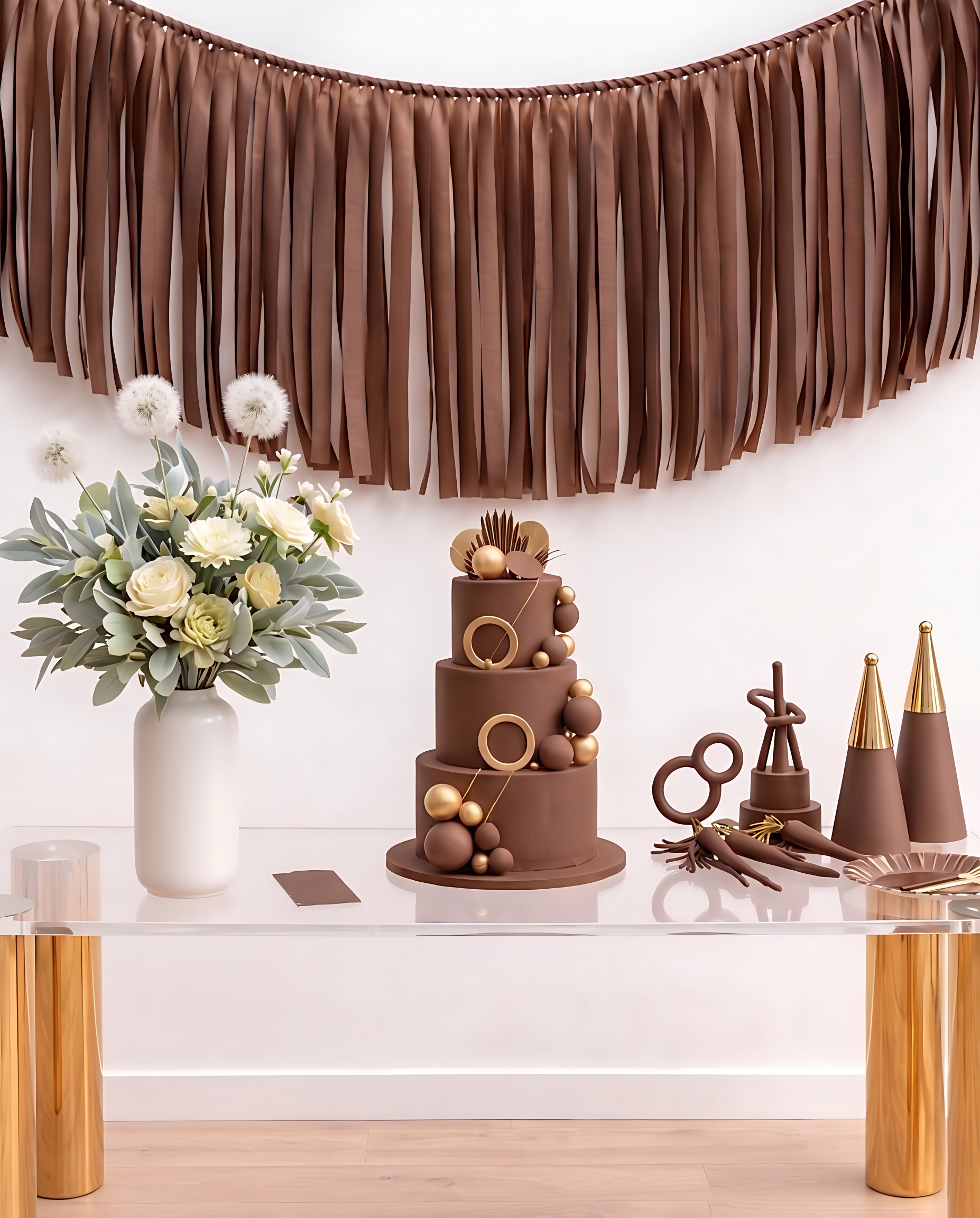 Elegant Chocolate Single-Layer Fringe Garland Banner