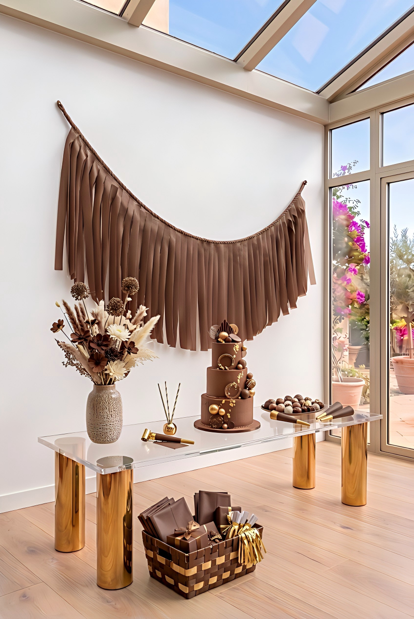 Elegant Chocolate Single-Layer Fringe Garland Banner