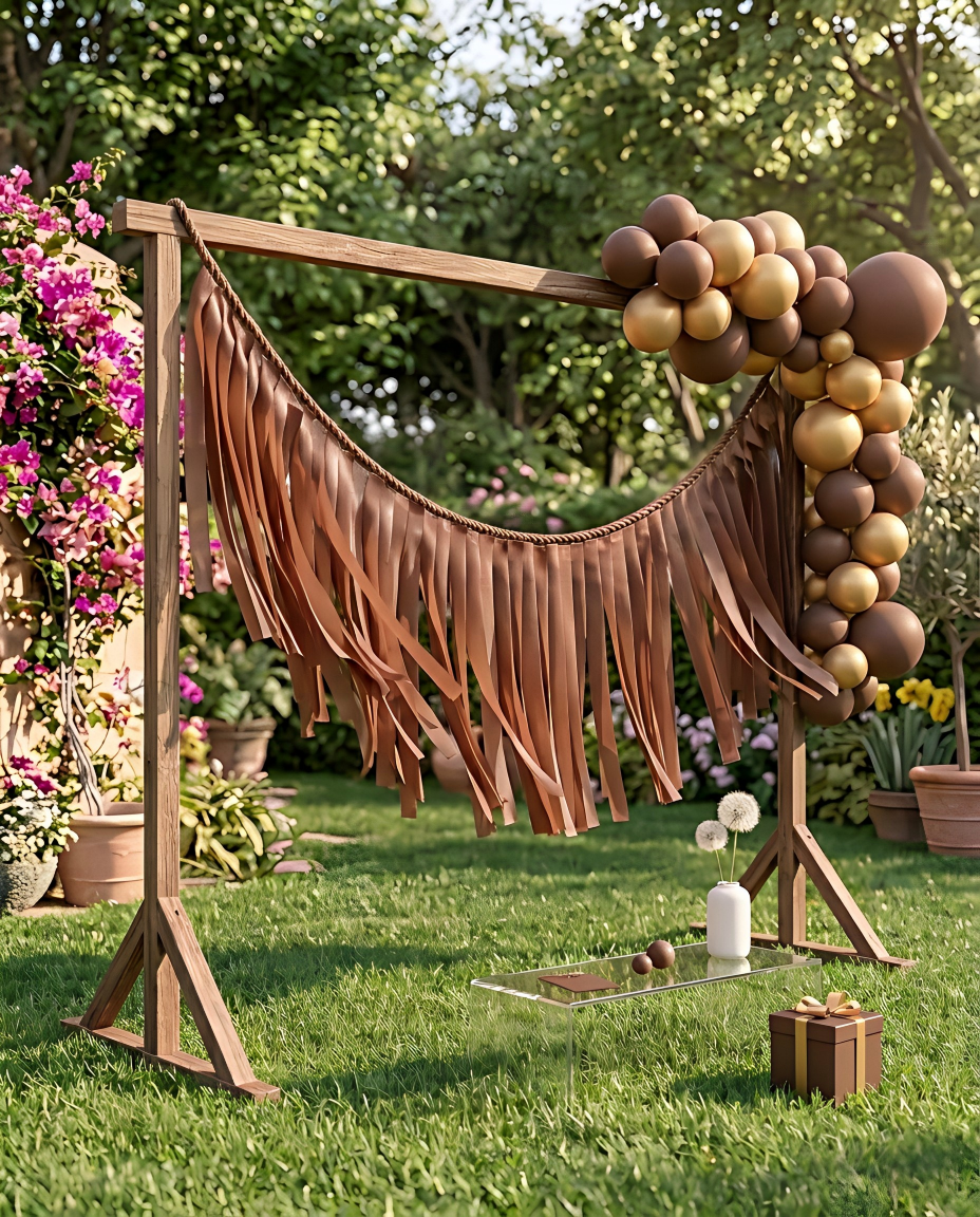 Elegant Chocolate Single-Layer Fringe Garland Banner