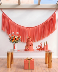 Elegant Coral Single-Layer Fringe Garland Banner