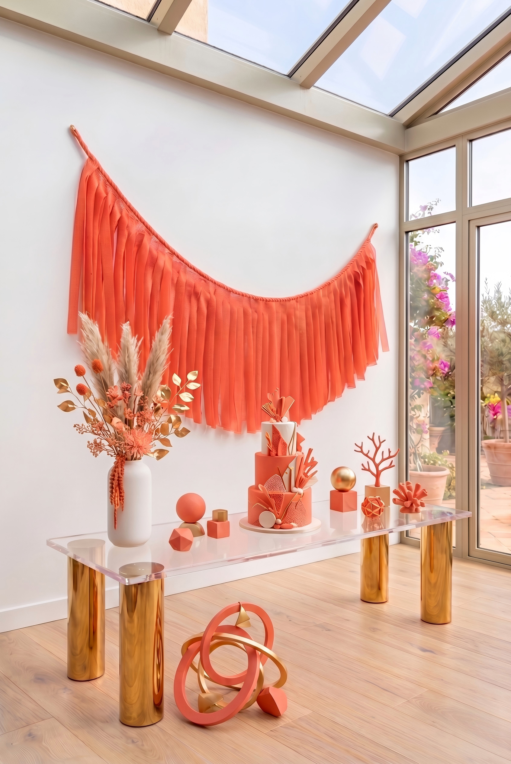 Elegant Coral Single-Layer Fringe Garland Banner