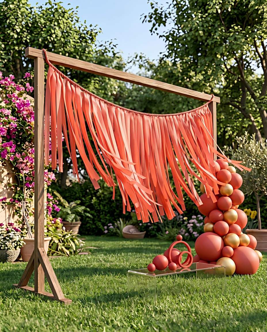 Elegant Coral Single-Layer Fringe Garland Banner