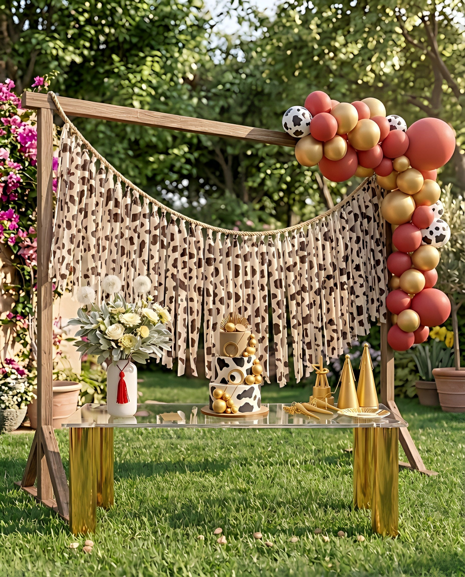 Elegant Cow Single-Layer Fringe Garland Banner