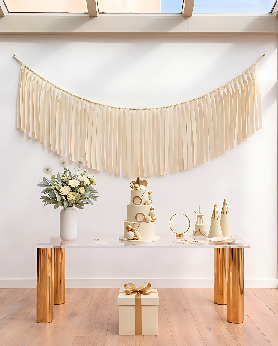 Elegant Cream Single-Layer Fringe Garland Banner