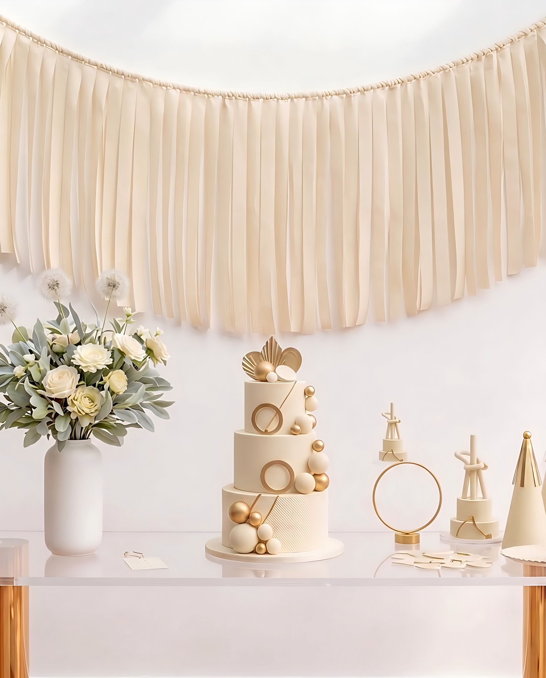 Elegant Cream Single-Layer Fringe Garland Banner