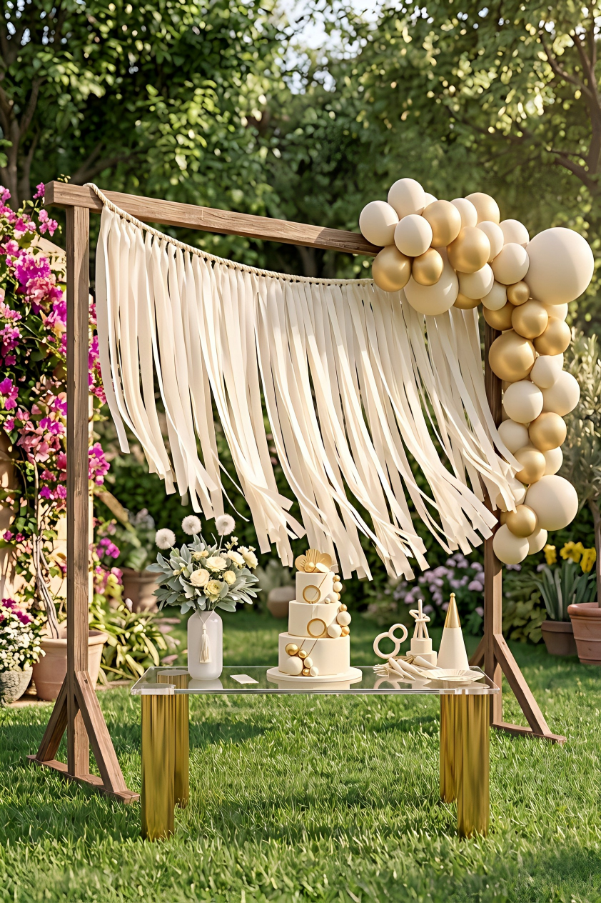 Elegant Cream Single-Layer Fringe Garland Banner