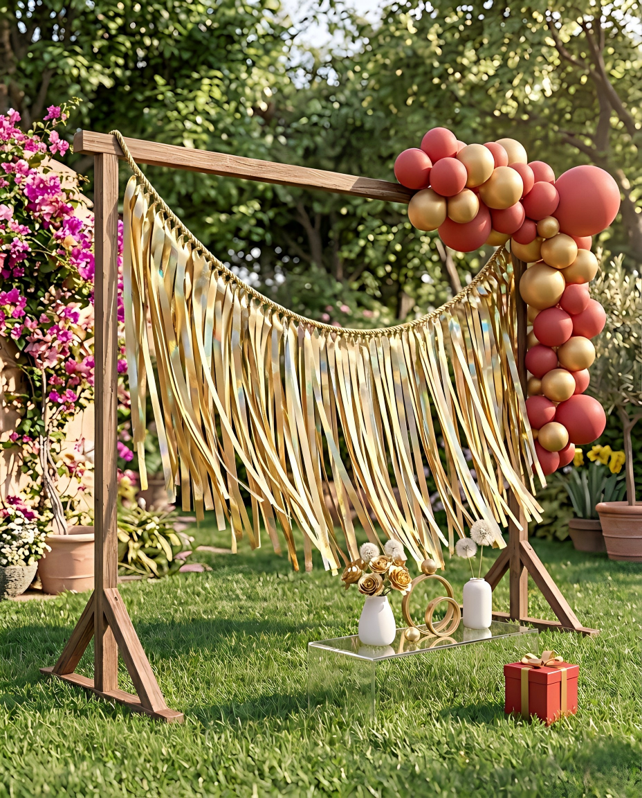 Elegant Gold Single-Layer Fringe Garland Banner