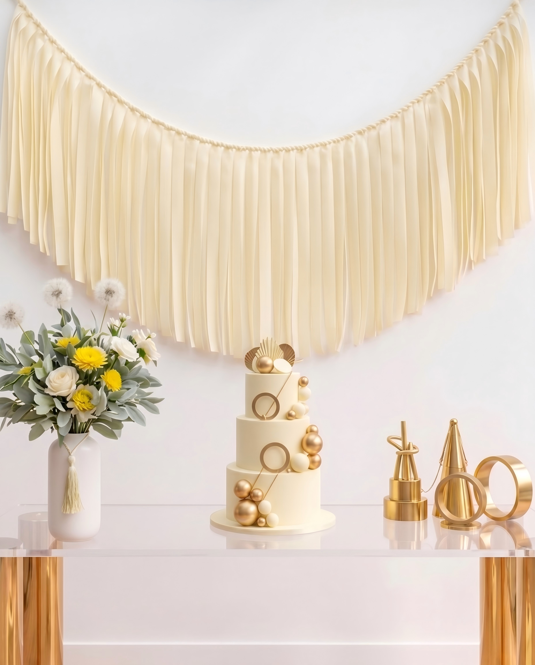 Elegant Ivory Single-Layer Fringe Garland Banner