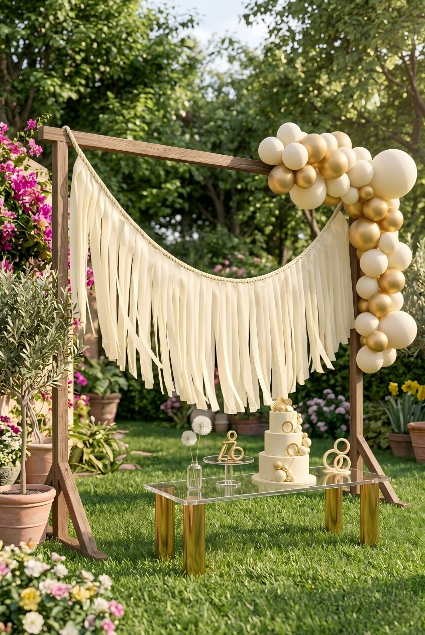 Elegant Ivory Single-Layer Fringe Garland Banner